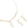 Gold Cubic Zirconia Flower Vine Necklace & Drop Earrings Set