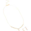 Gold Cubic Zirconia Flower Vine Necklace & Drop Earrings Set