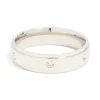 Mens Waterproof Stainless Steel Cubic Zirconia Flat Band Ring