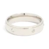 Mens Waterproof Stainless Steel Cubic Zirconia Flat Band Ring