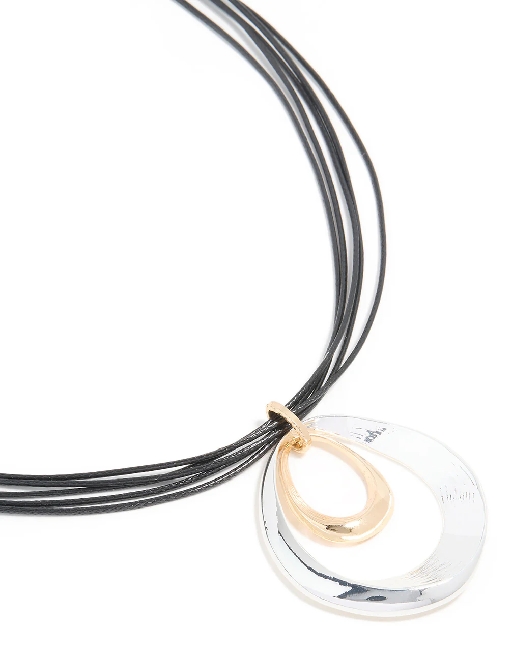 Mixed Metal Double Circle Pendant Necklace