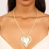 1006-mixed-metal-plated-large-molten-heart-pendant-necklace-1.webp Mixed Metal Plated Large Molten Heart Pendant Necklace