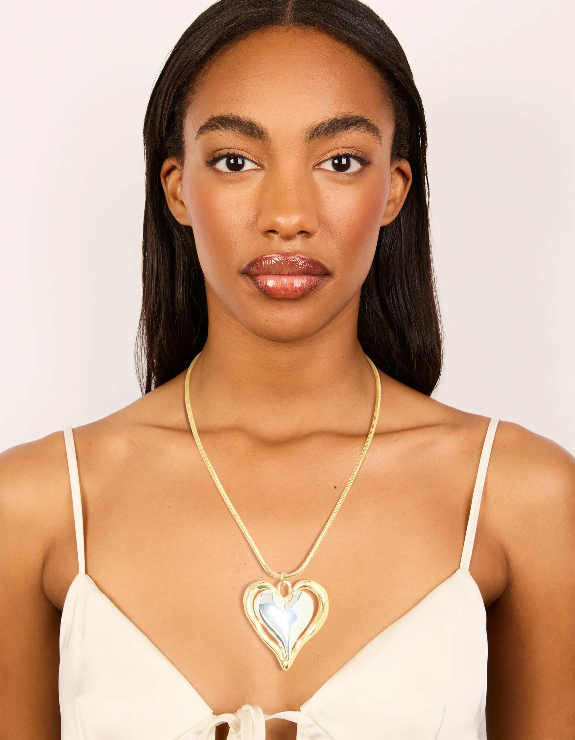 1006-mixed-metal-plated-large-molten-heart-pendant-necklace-3.webp Mixed Metal Plated Large Molten Heart Pendant Necklace