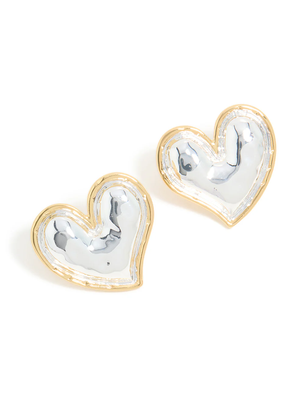 1007-mixed-metal-plated-large-molten-heart-stud-earrings-2.webp Mixed Metal Plated Large Molten Heart Stud Earrings