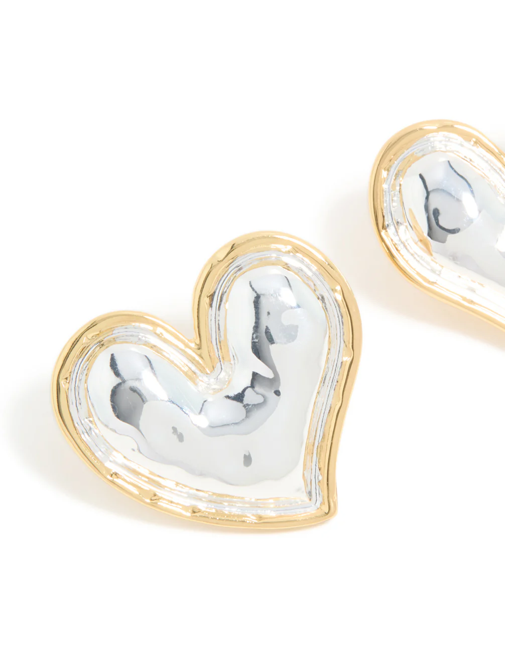 1007-mixed-metal-plated-large-molten-heart-stud-earrings-4.webp Mixed Metal Plated Large Molten Heart Stud Earrings
