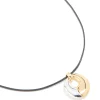 Mixed Metal Plated Open Oval Cord Pendant Necklace