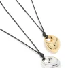 Mixed Metal Plated Organic Oval Black Cord Necklaces 2-Pack