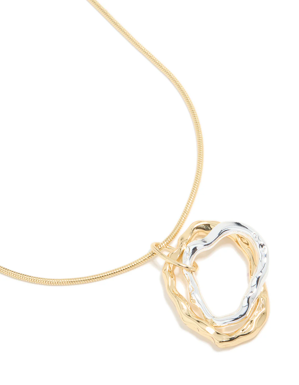 1012-mixed-metal-plated-textured-double-oval-pendant-necklace-2.webp Mixed Metal Plated Textured Double Oval Pendant Necklace
