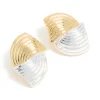 Mixed Metal Plated Wavy Ribbed Stud Earrings