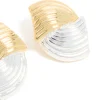 Mixed Metal Plated Wavy Ribbed Stud Earrings