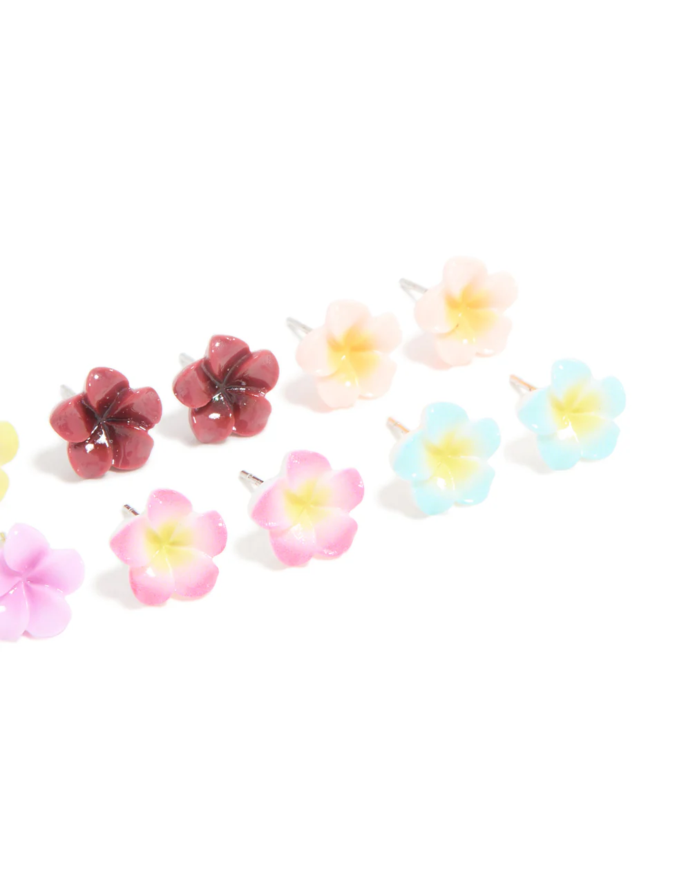 1019-multicoloured-frangipani-flower-stud-earrings-8-pack-3.webp Multicoloured Frangipani Flower Stud Earrings 8-Pack