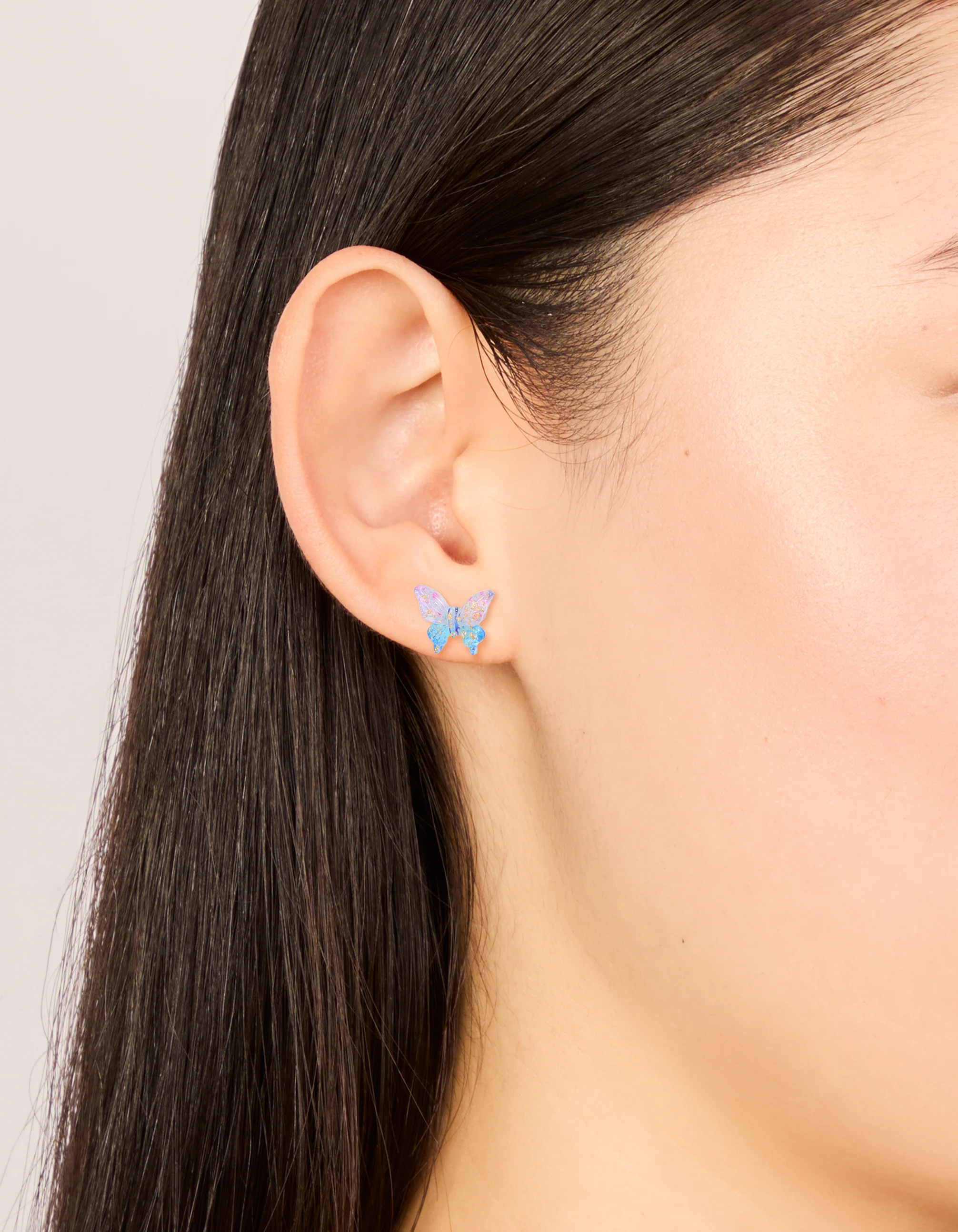 Purple Ombre Butterfly Stud Earrings