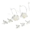 Silver Bee & Pearlised Flower Earrings 8-Pack