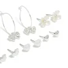 Silver Bee & Pearlised Flower Earrings 8-Pack