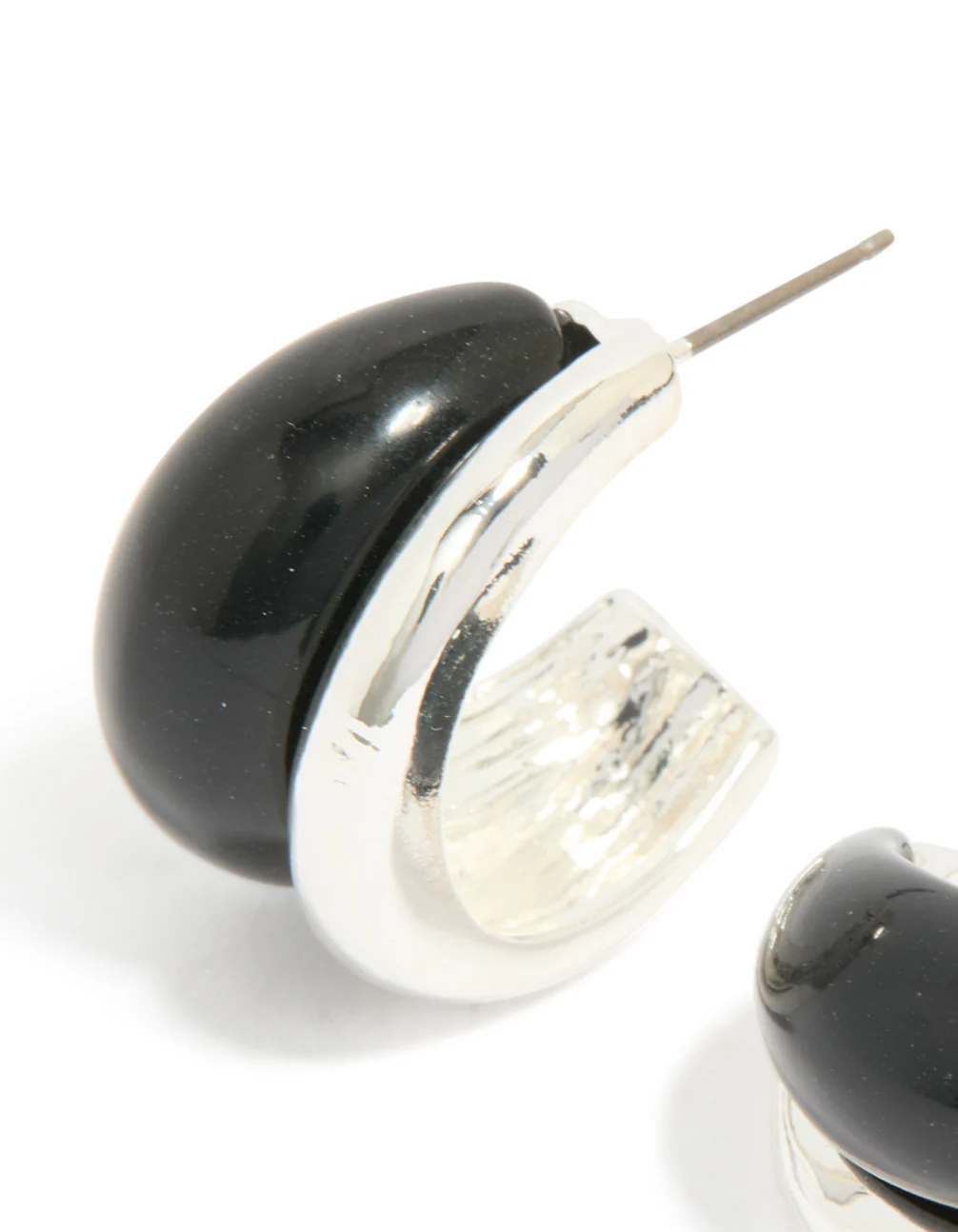 1039-silver-black-enamel-hoop-earrings-4.webp Silver Black Enamel Hoop Earrings