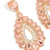 Gold Pink & Clear Diamante Elegant Pear Drop Earrings