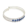 Silver Blue Cubic Zirconia Triple Row Circle Wrist Cuff