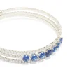 Silver Blue Cubic Zirconia Triple Row Circle Wrist Cuff