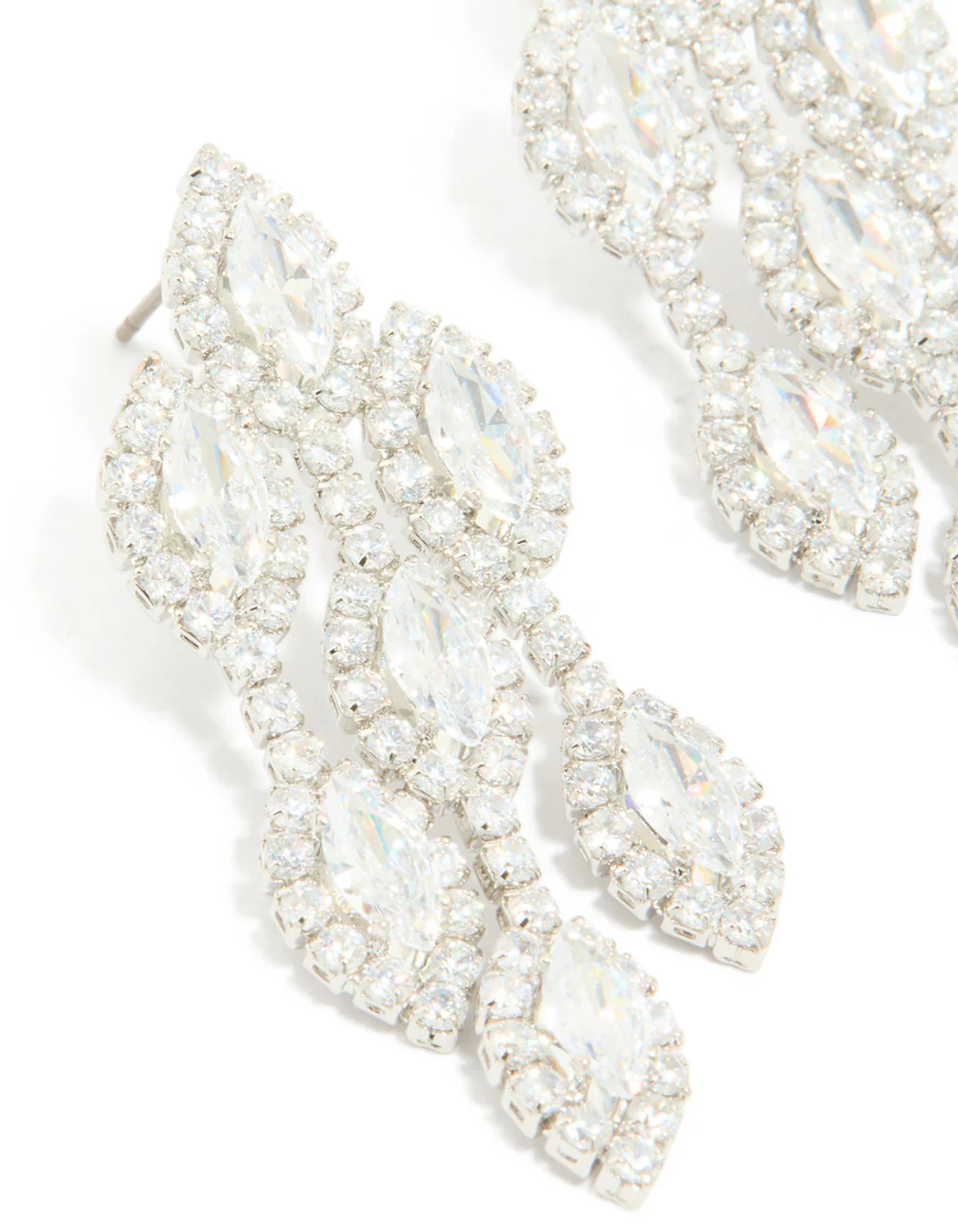 Silver Cubic Zirconia Chandelier Drop Earrings
