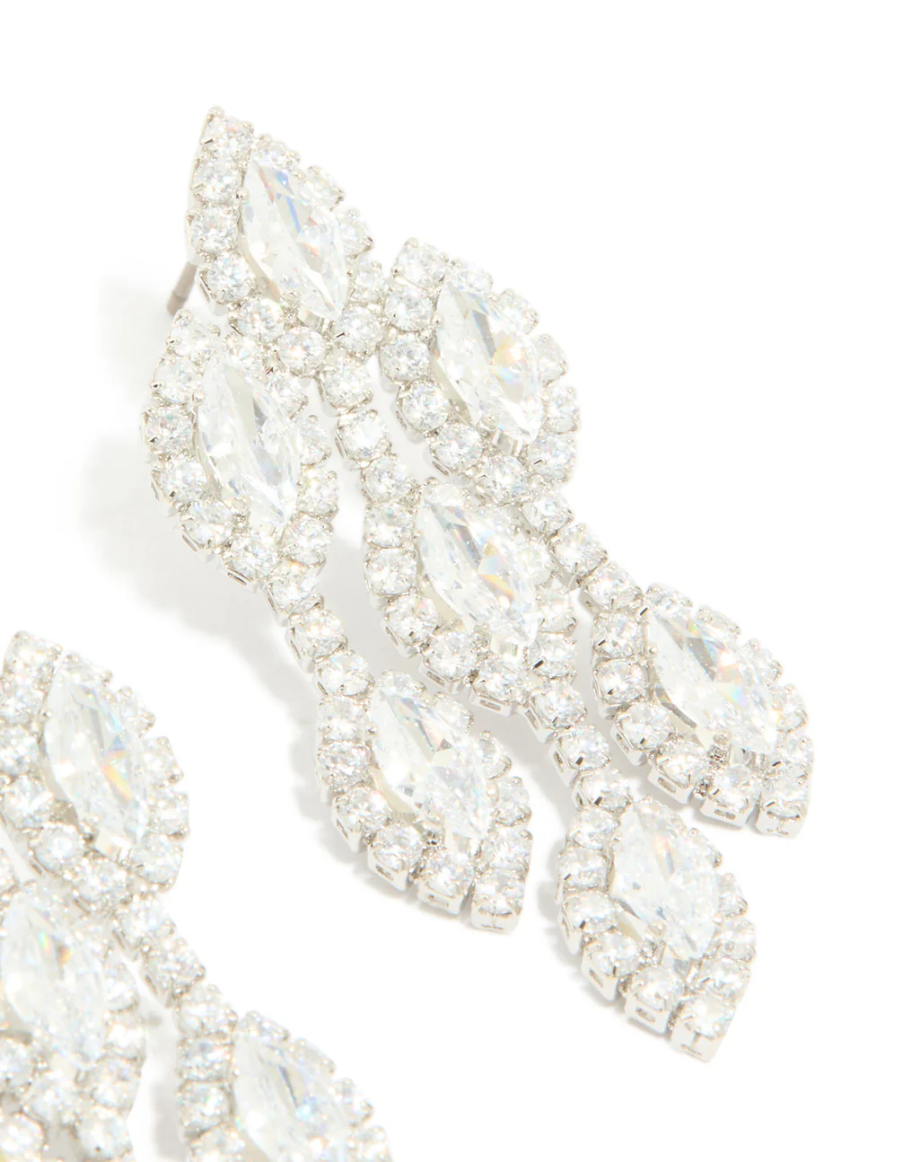 Silver Cubic Zirconia Chandelier Drop Earrings
