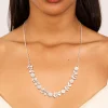 Silver Cubic Zirconia Flower & Vine Necklace