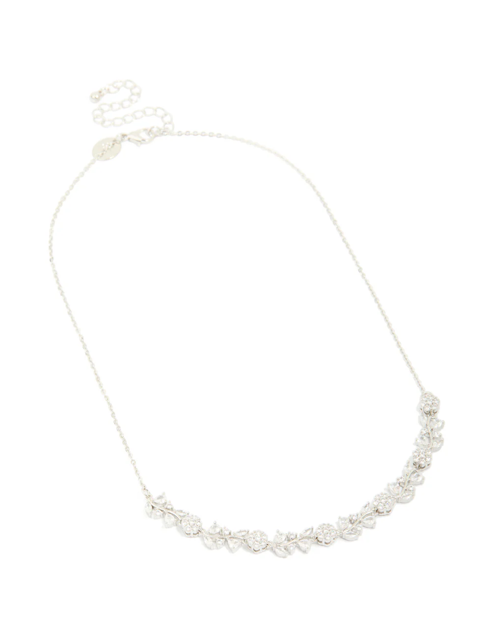 Silver Cubic Zirconia Flower & Vine Necklace