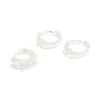 Silver Cubic Zirconia Huggie & Stud Earrings 3-Pack