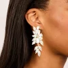 Gold Diamante Chunky Floral Drop Earrings