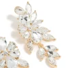 Gold Diamante Chunky Floral Drop Earrings