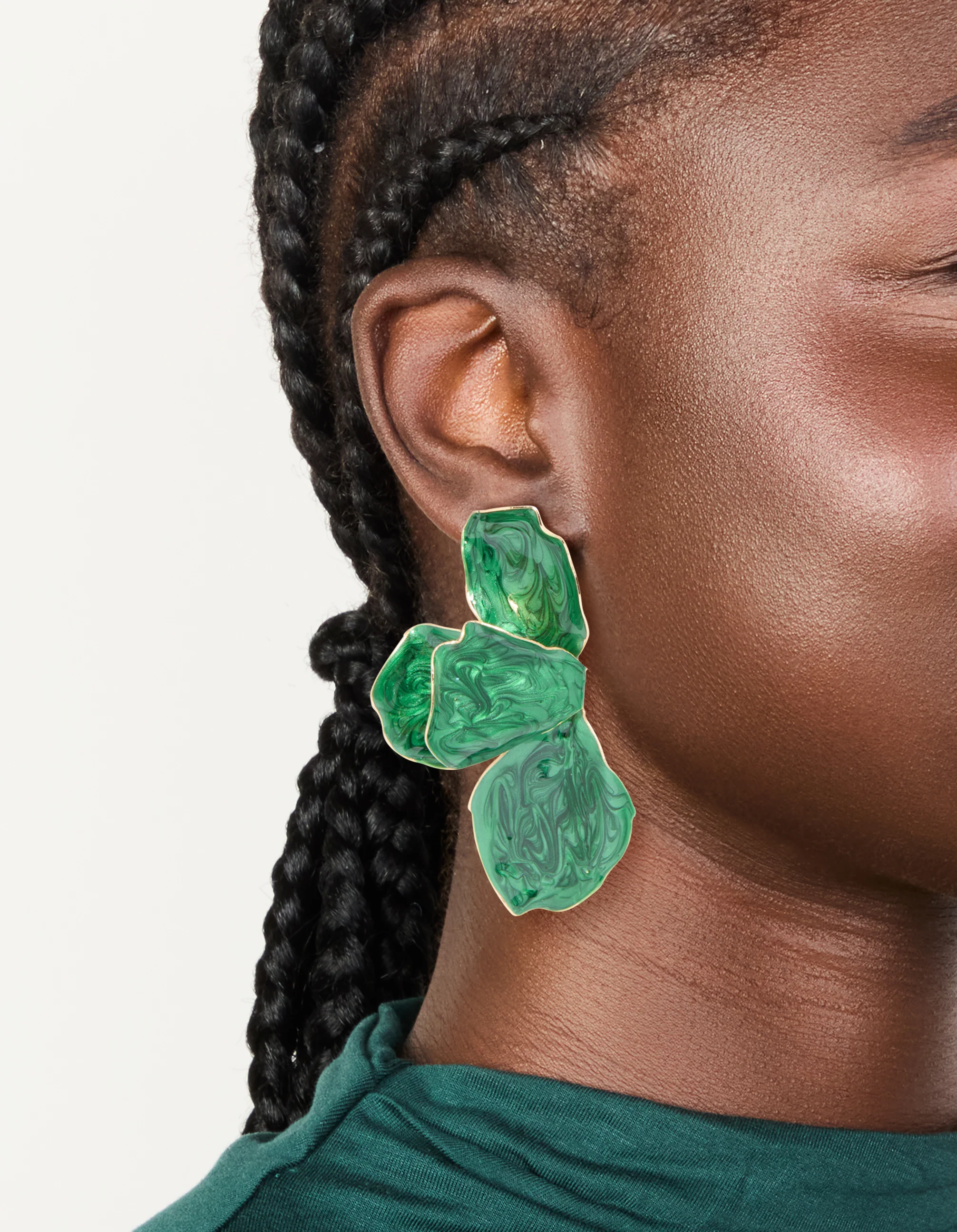 106-emerald-green-coated-metal-half-flower-petal-drop-earrings-1.webp Emerald Green Coated Metal Half Flower Petal Drop Earrings
