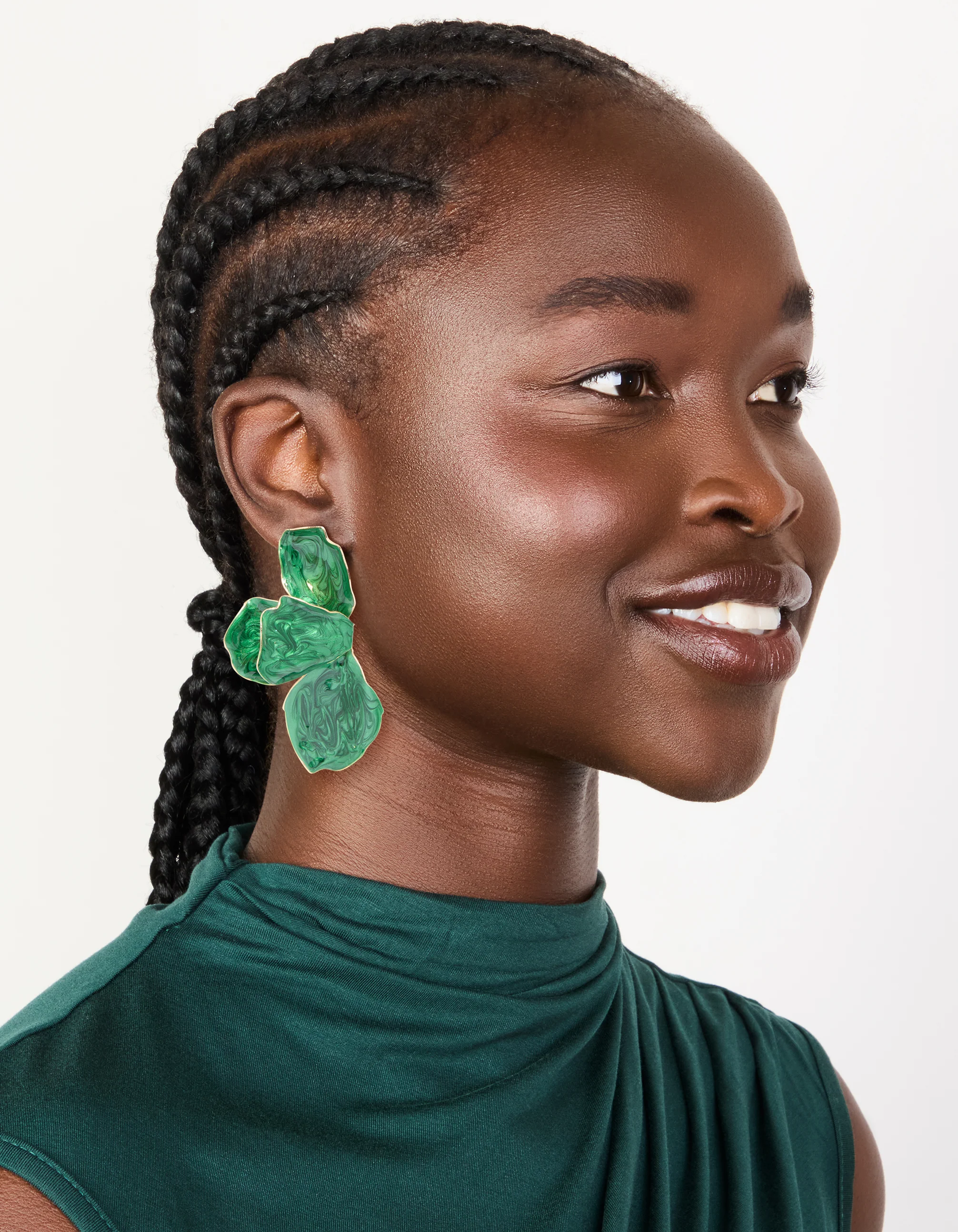 106-emerald-green-coated-metal-half-flower-petal-drop-earrings-3.webp Emerald Green Coated Metal Half Flower Petal Drop Earrings