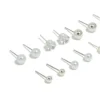 Silver Mixed Basic Stud Earrings 8-Pack