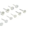 Silver Mixed Basic Stud Earrings 8-Pack