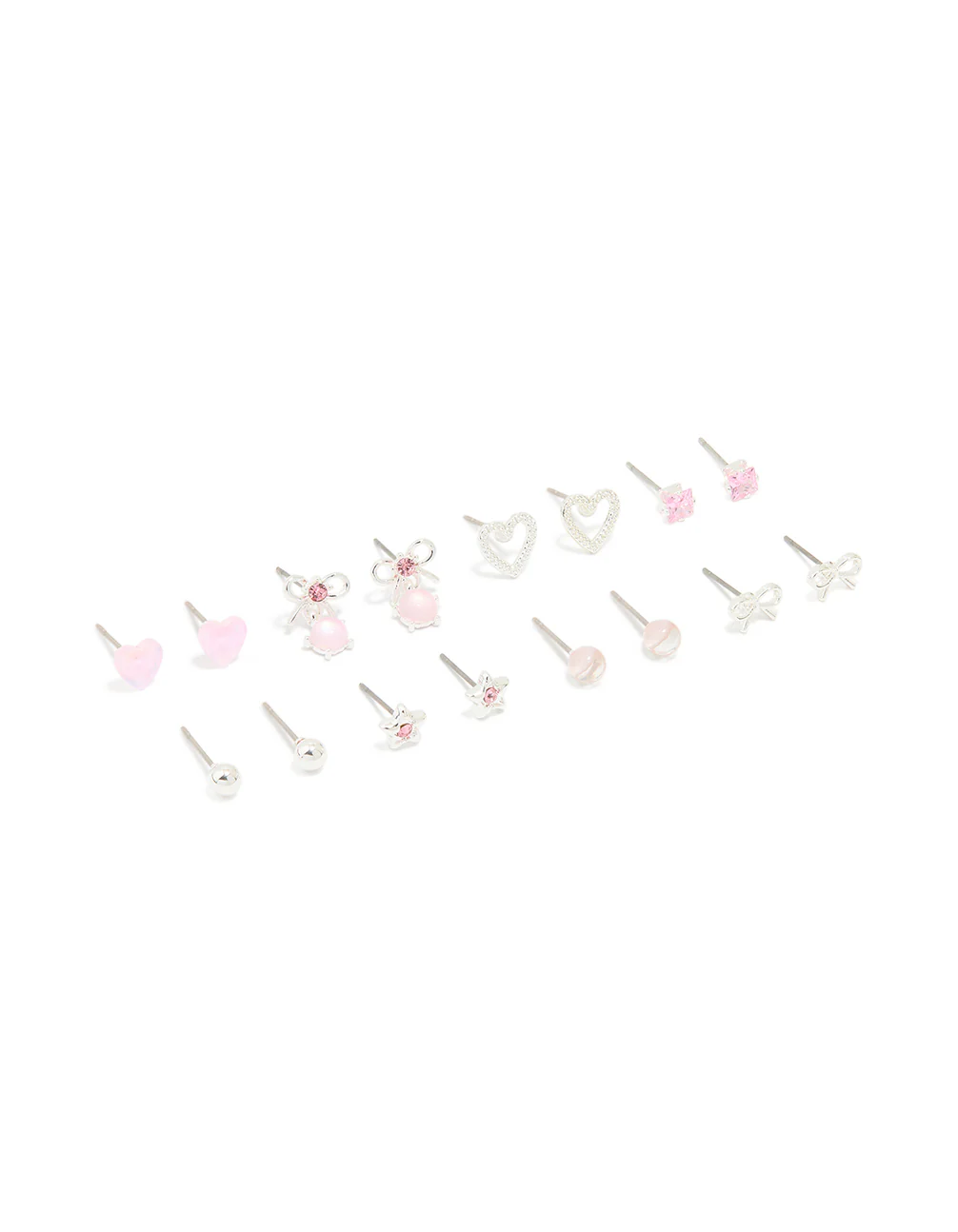1087-silver-pink-diamante-heart-bow-mixed-earrings-8-pack-1.webp Silver Pink Diamante Heart & Bow Mixed Earrings 8-Pack