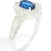Silver Plated Blue Cubic Zirconia Centre Opulent Statement Ring