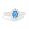 Silver Plated Blue Cubic Zirconia Centre Opulent Statement Ring