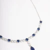 Silver Sapphire Stone Drop Necklace