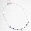Silver Sapphire Stone Drop Necklace