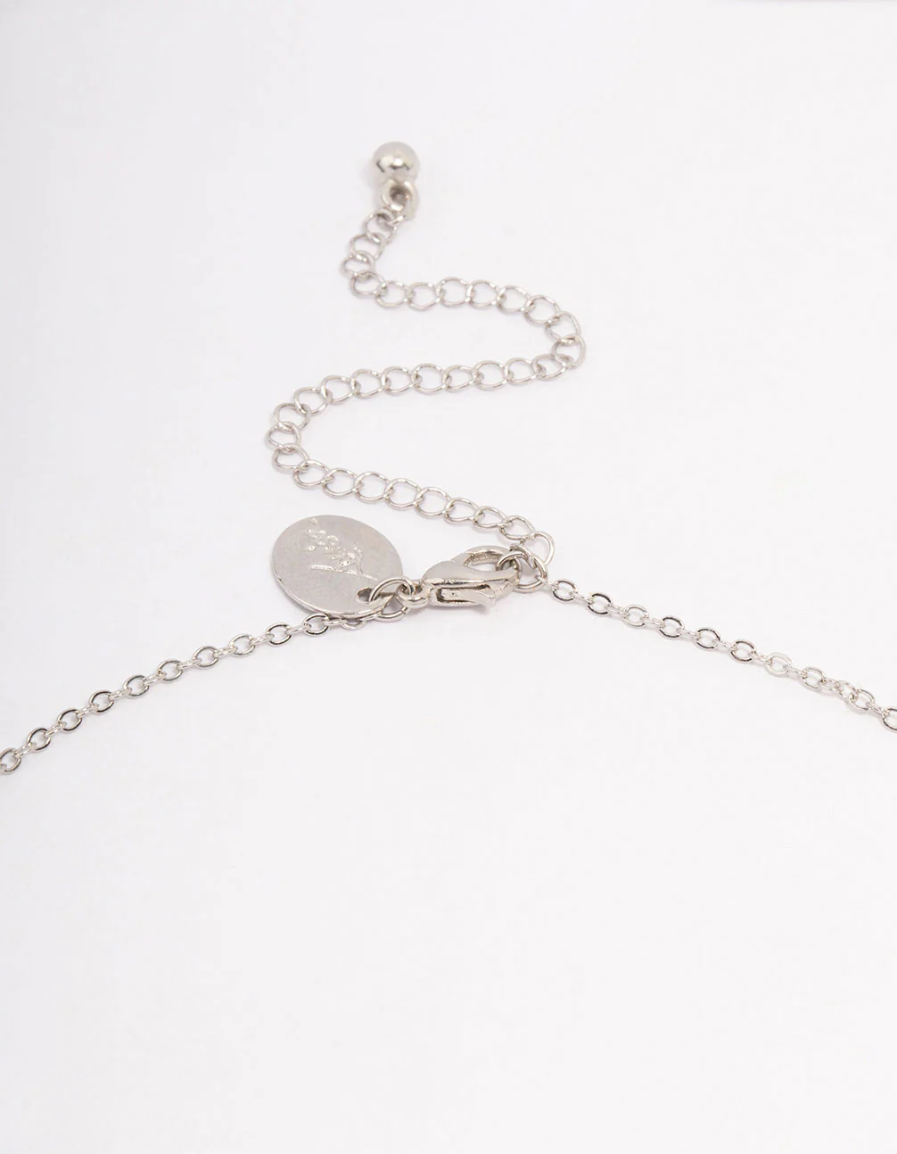 Silver Sapphire Stone Drop Necklace