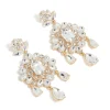 Gold Clear Diamante Square Drop Earrings