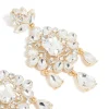 Gold Clear Diamante Square Drop Earrings