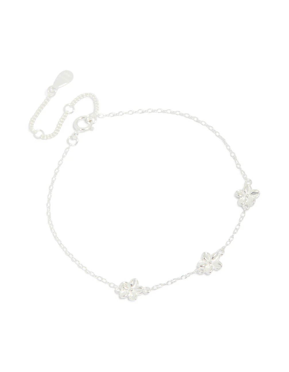 Sterling Silver Flower Trio Bracelet