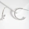 Silver Diamante Stud Hoop Earrings