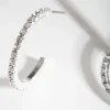 Silver Diamante Stud Hoop Earrings
