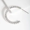 Silver Diamante Stud Hoop Earrings