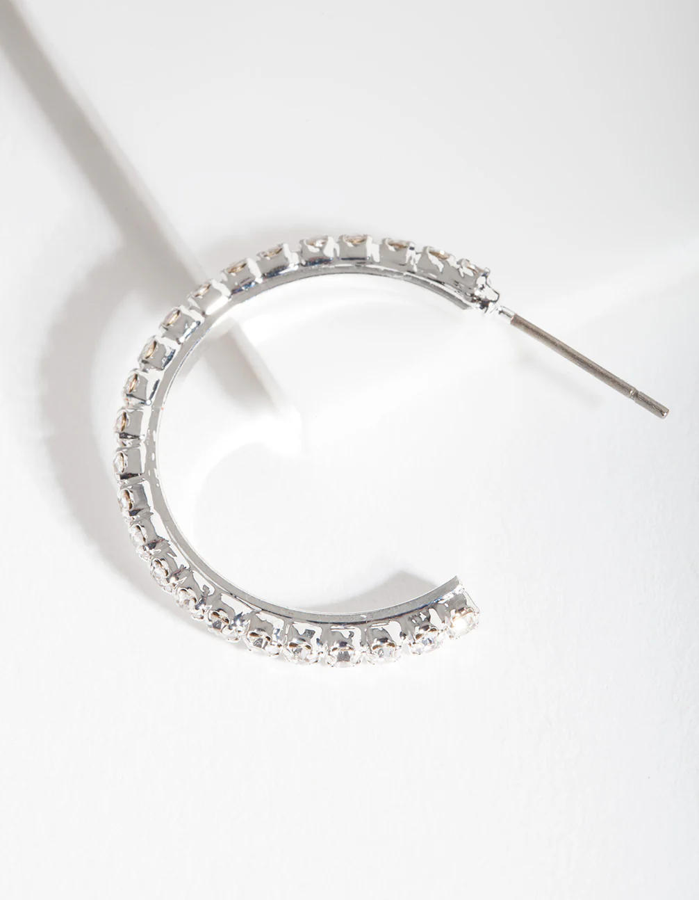 Silver Diamante Stud Hoop Earrings