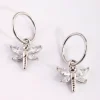 Surgical Steel Cubic Zirconia Dragonfly Hoop Earrings
