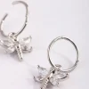 Surgical Steel Cubic Zirconia Dragonfly Hoop Earrings