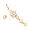 Titanium Cubic Zirconia Butterfly Threadless Belly Bar