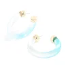 Translucent & Light Blue Ombre Large Open Hoop Earrings